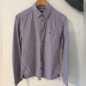 Kenneth Cole Men's Purple and White Checkered Shirt